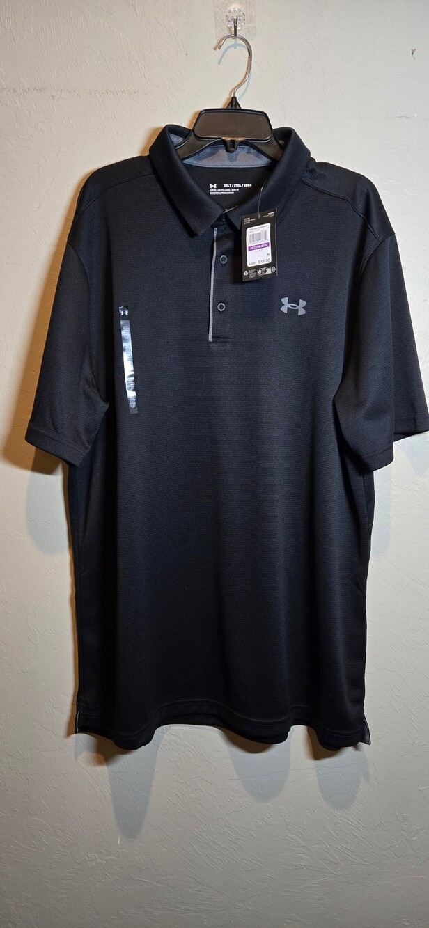 Under Armour Tech Polo Men's 2XL Tall Black Loose Fit Shirt
